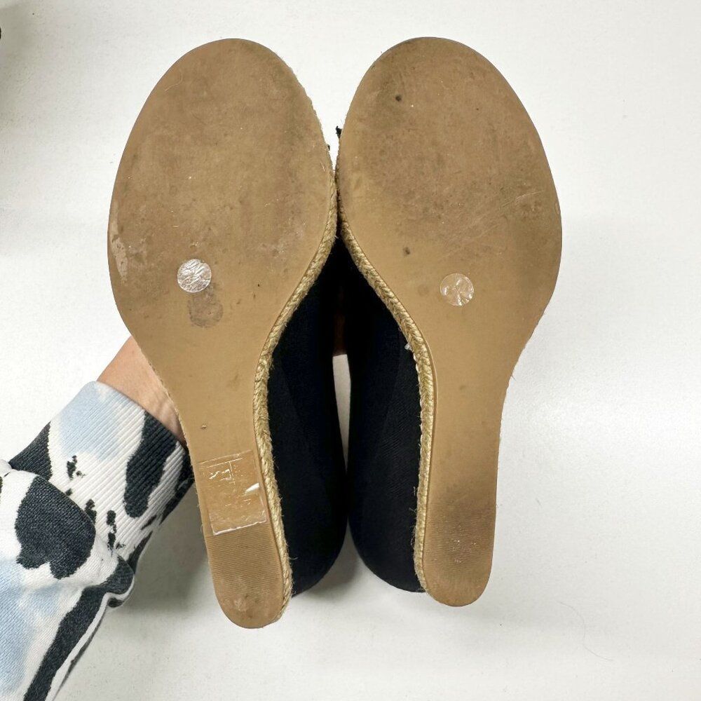 Tory Burch Black Canvas Wedge Espadrilles with Jute Sole - Picture 8 of 11